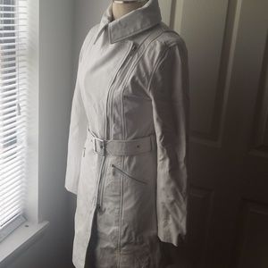 NWT Genuine Leather white trench coat Wet Seal 00s